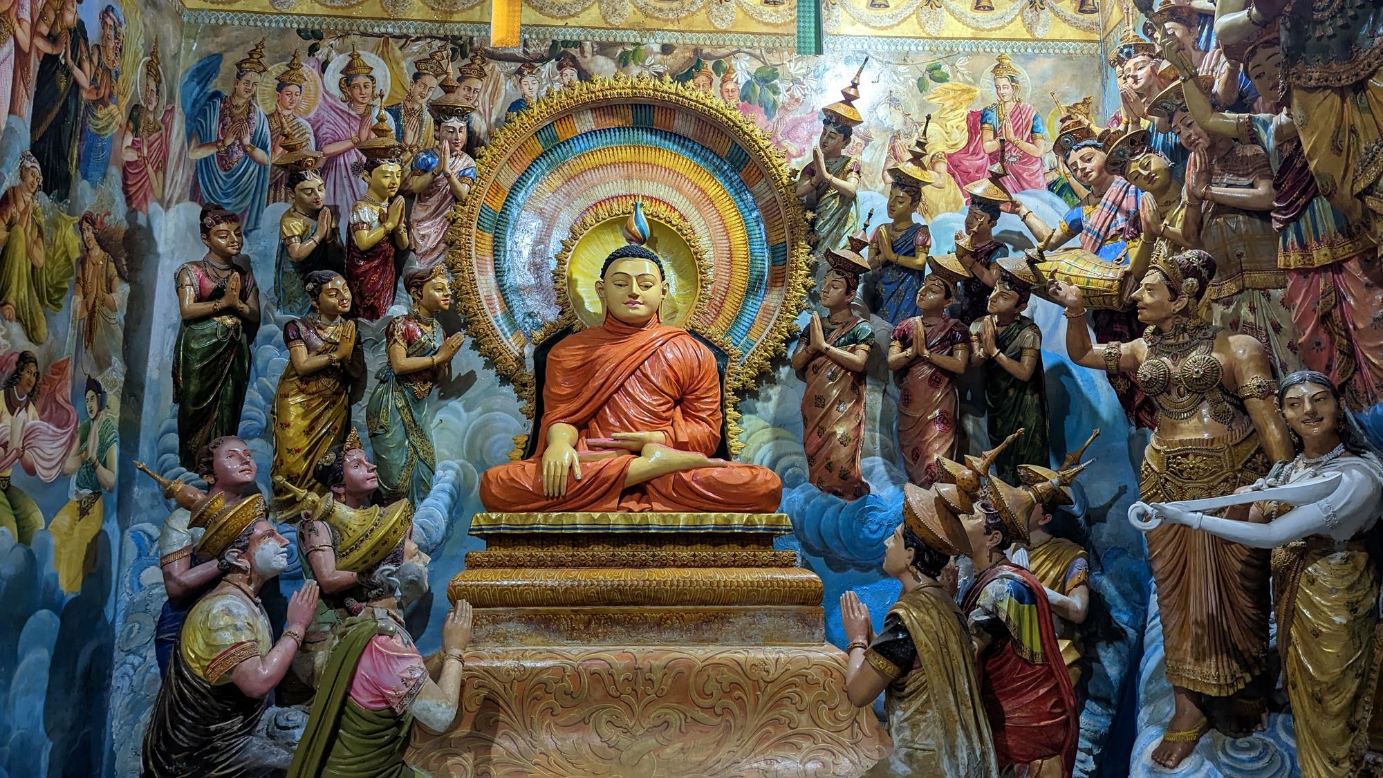 Murals of the Buddha at the Angurukaramulla Temple in Negombo, Sri Lanka