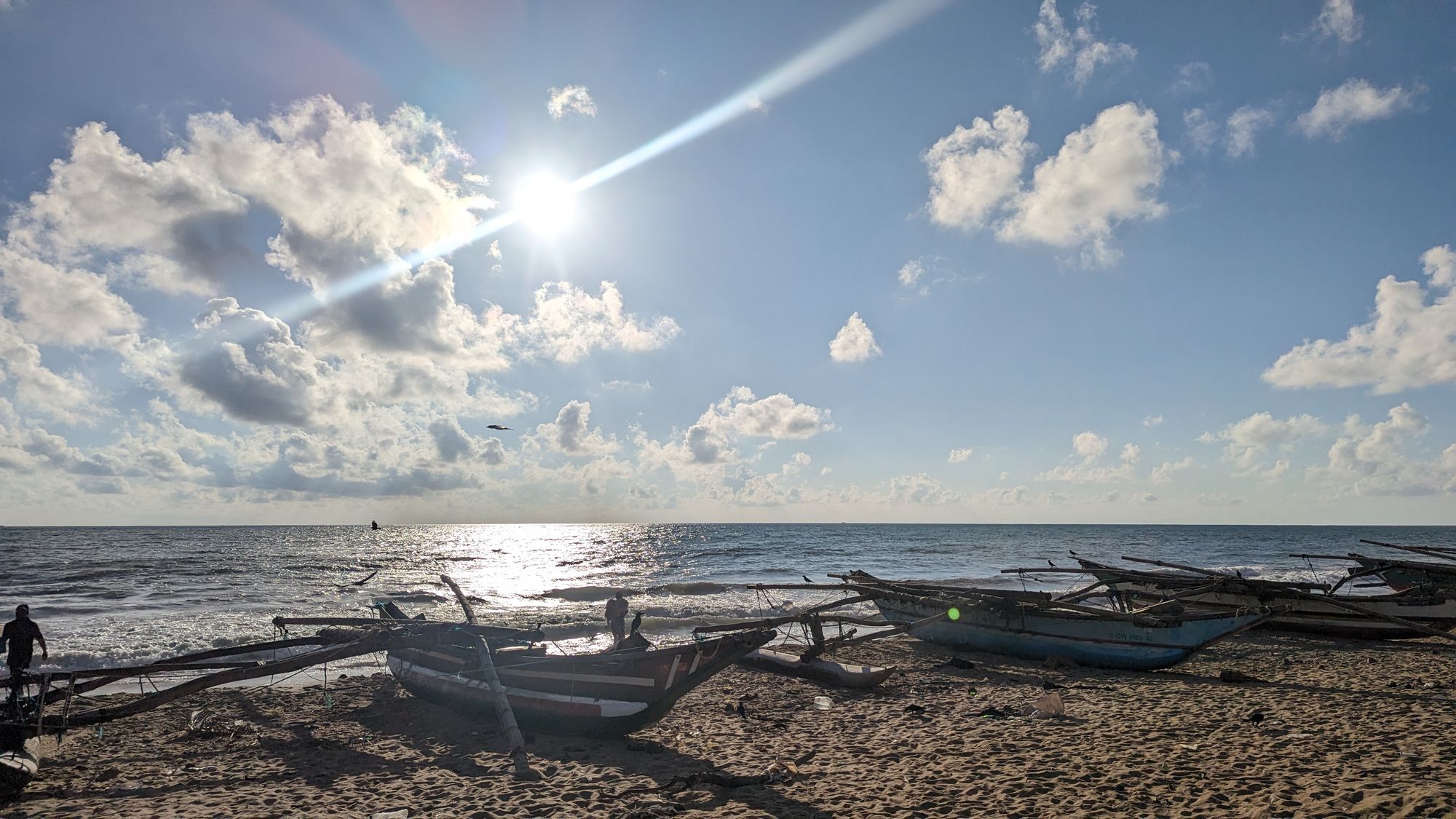 Fishing boats in the Negombo Beach in Sri Lanka