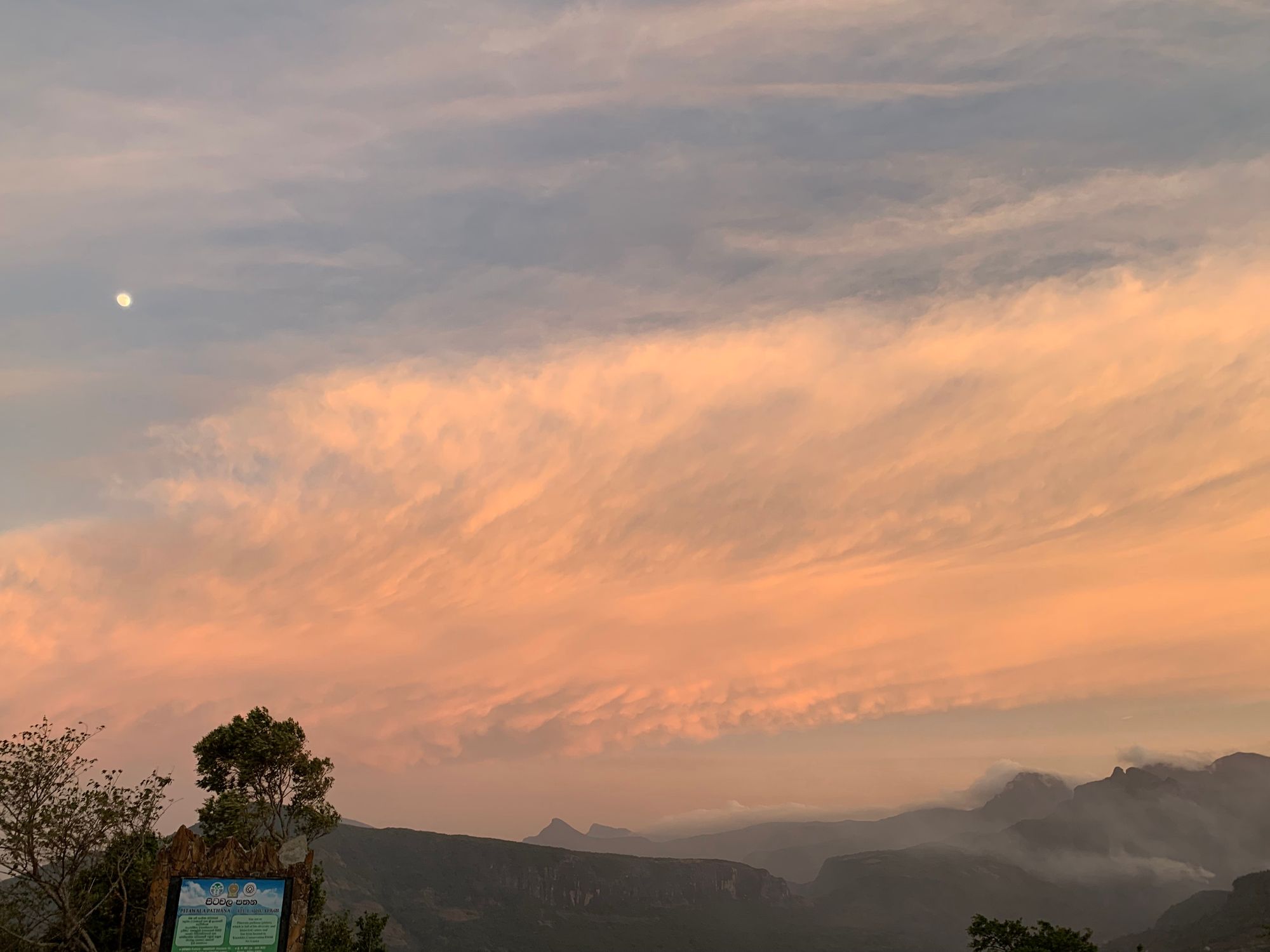 Beautiful sky and mountains during the evening at Pitawala Pathana in Riverston, Sri Lanka