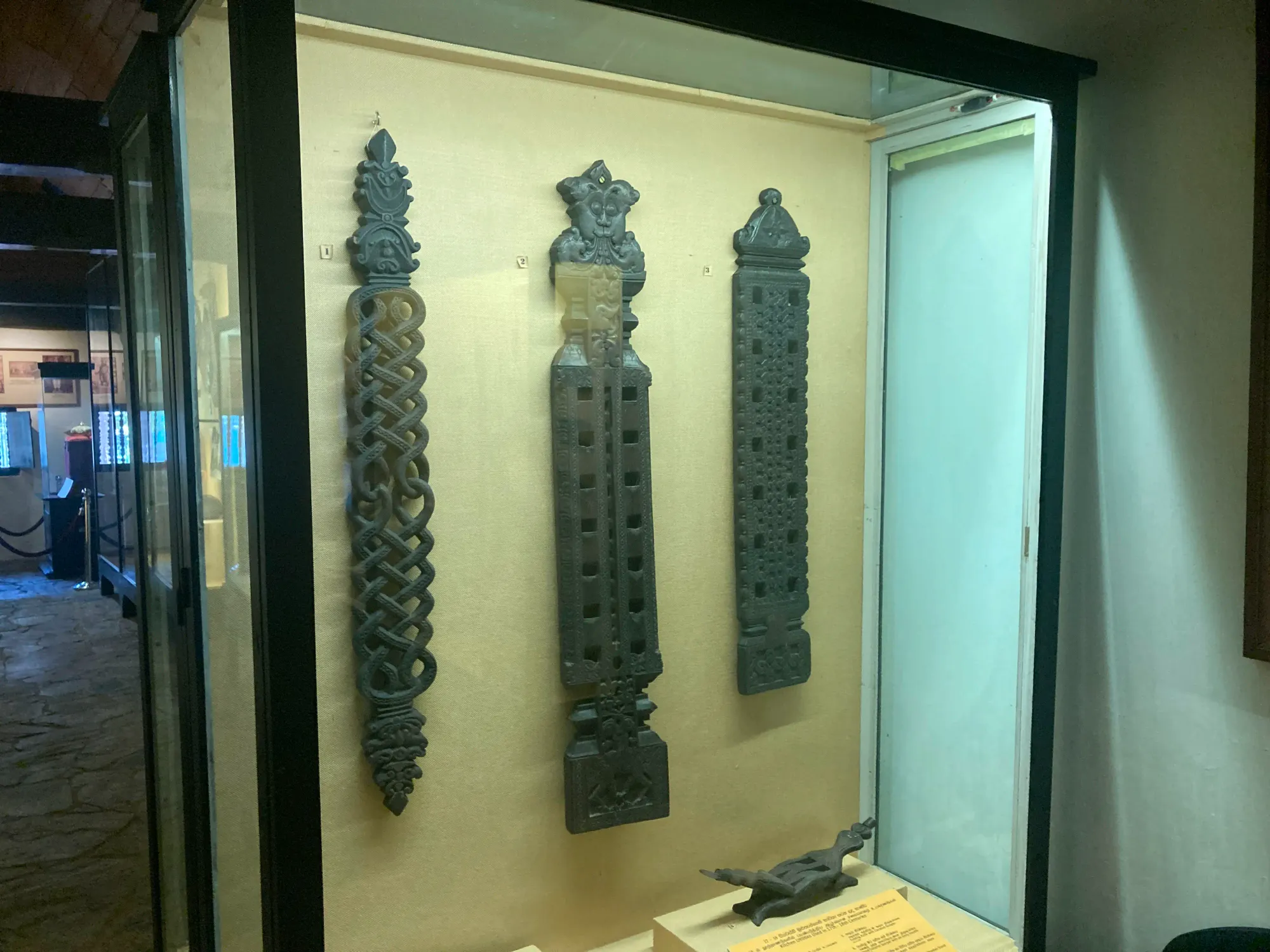 Kitchen utensils showcased at the Kandy National Museum, Sri Lanka