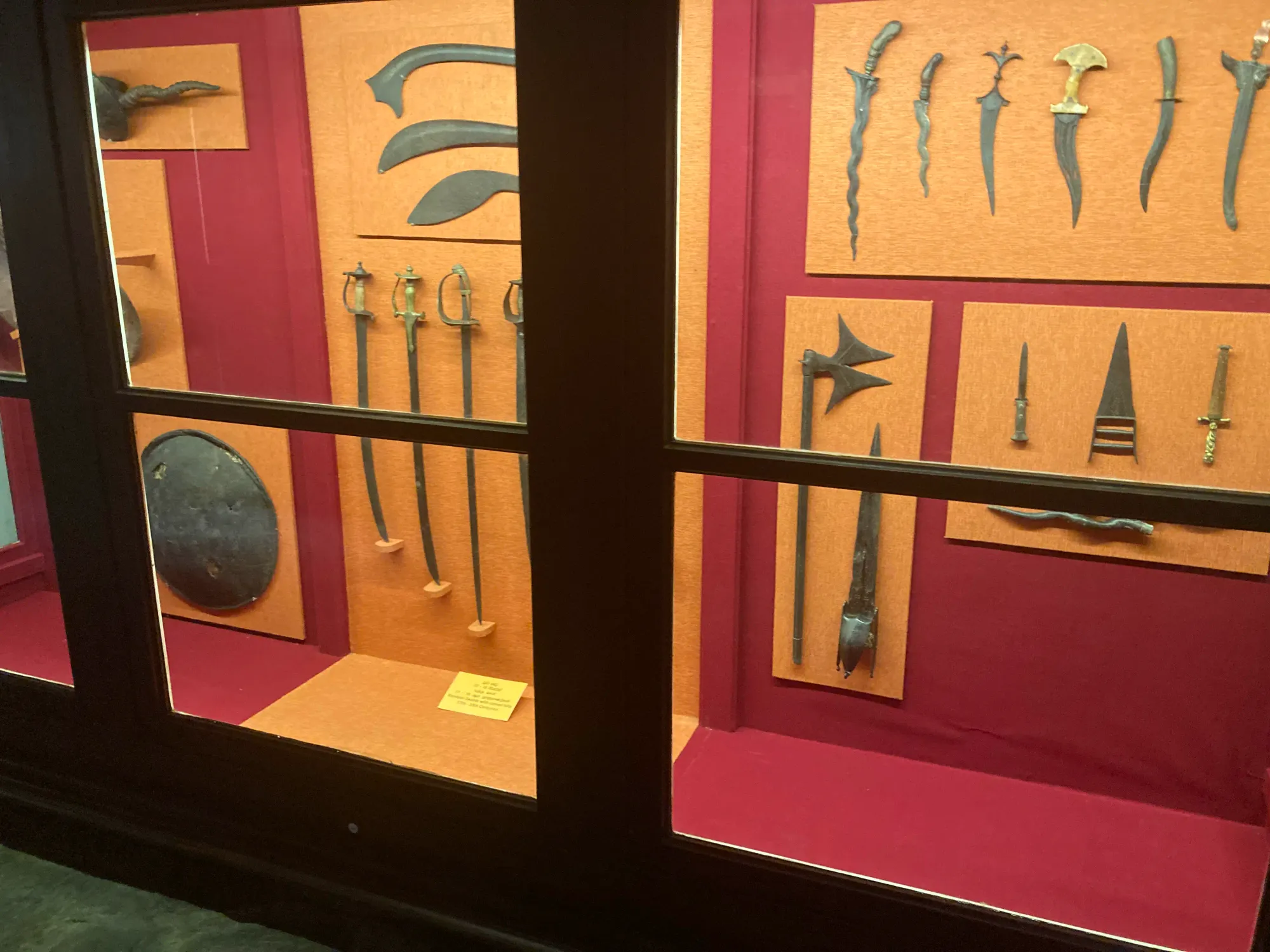 Bladed weapons displayed displayed at the Kandy National Museum, Sri Lanka