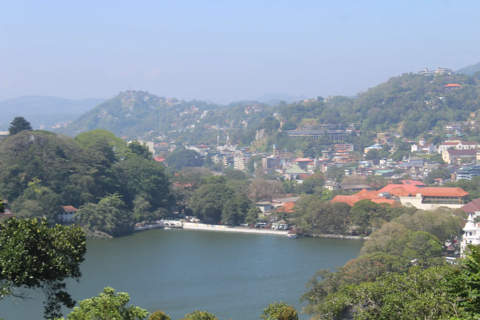 Kandy city and the lake seen from a view point at Udawattekele Forest.