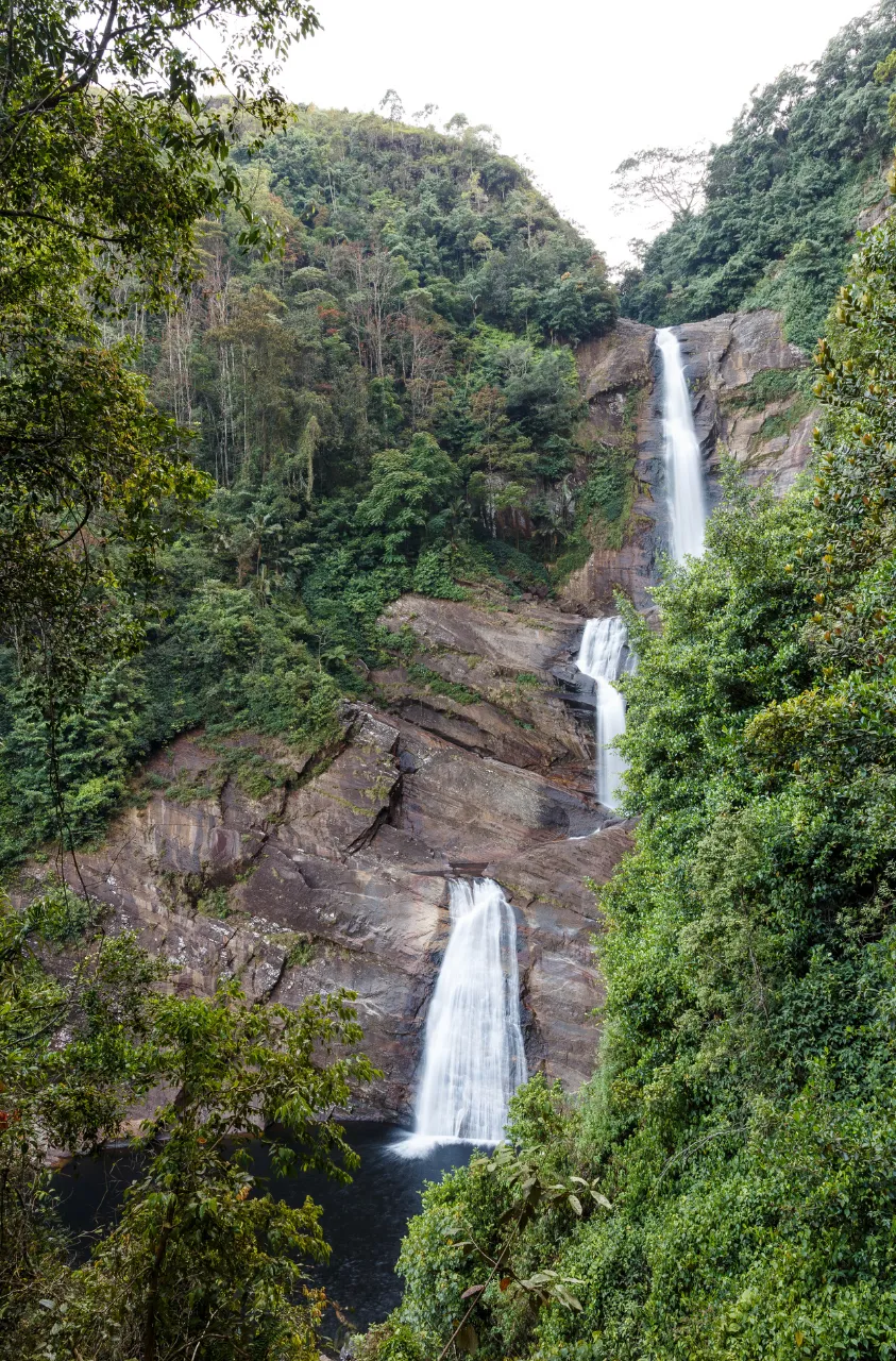 The three tiers of Moray Falls, in Maskeliya, Sri Lanka